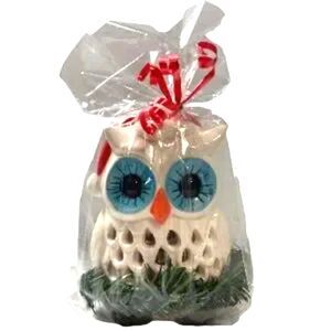 SANTA OWL Holiday Candle Holder with 2 Tea Candles Mainstays 3.62 x 3.7 in
